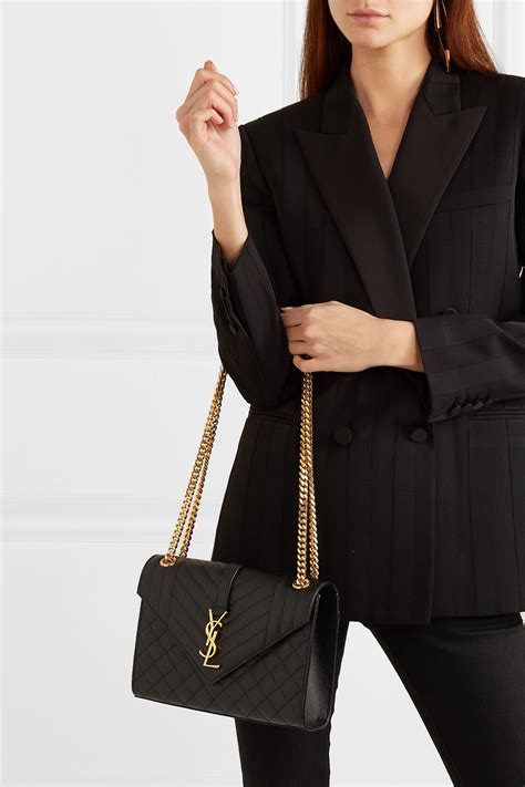 ysl medium envelope bag in quilted and textured black leather|YSL small envelope crossbody bag.